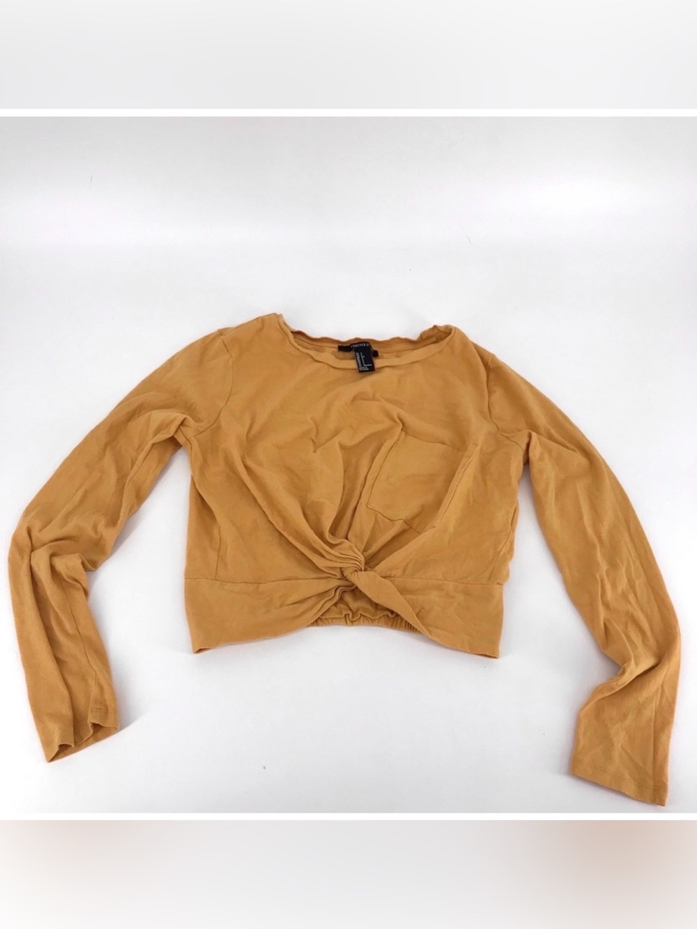 Forever 21 Mustard Crop Twist front Top S